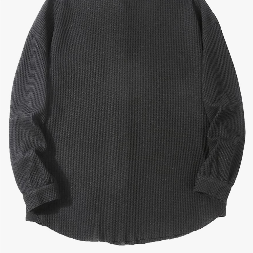 Loose Fit Batwing Sleeve Waffle Knit Shirt Shacket - Picture 3 of 3